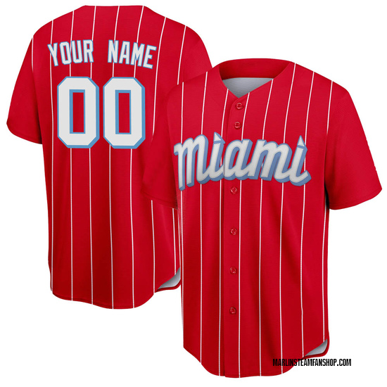 Big & Tall Men's Custom Miami Marlins Replica Red 2021 City Connect Jersey